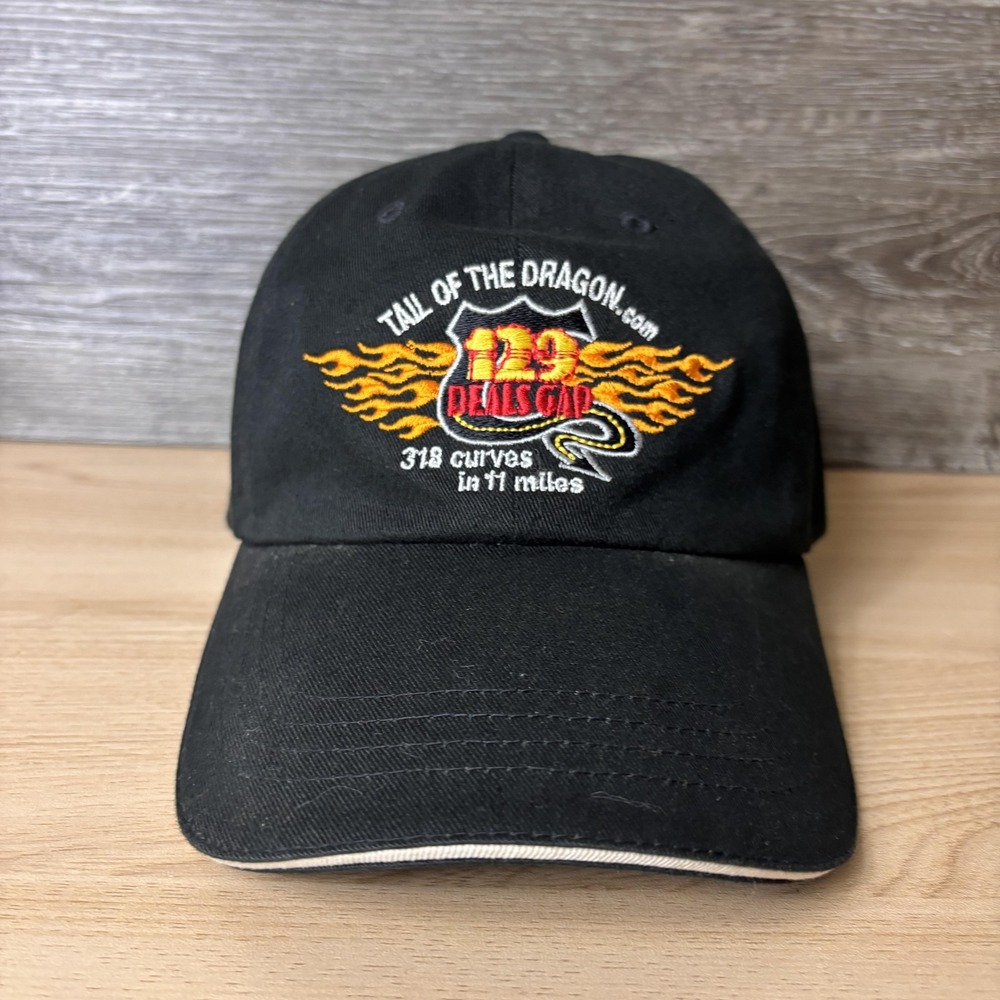 Tail of the Dragon Hat Cap Strap Back Black US 129 Deals Gap Embroidered Mens